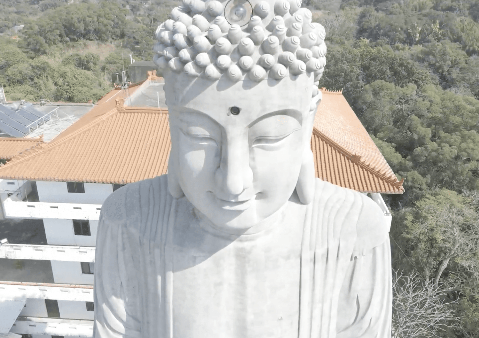 台南千佛山菩提寺大佛外牆清潔專案 - 大樓外牆清洗清潔後 - General Drone Service