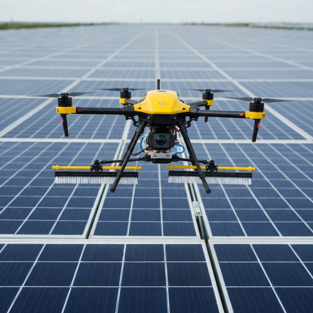 地面型太陽能電廠清潔 - 無人機太陽能板清潔服務